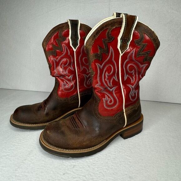 ARIAT Unbridled Roper Brown Leather Western Style 10010198 Boot Women's SIZE 6.5 - Picture 1 of 16